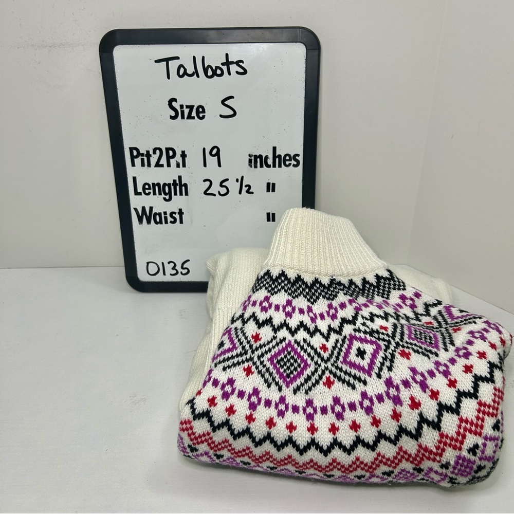 Talbots Thermolite Sweater Jacket Modern Fair Isle Snap Front Cardigan Sz Small - Picture 16 of 16